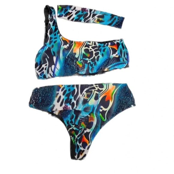 3 piece Animal Print Jungle Bikini Swimsuit size medium - Picture 1 of 4